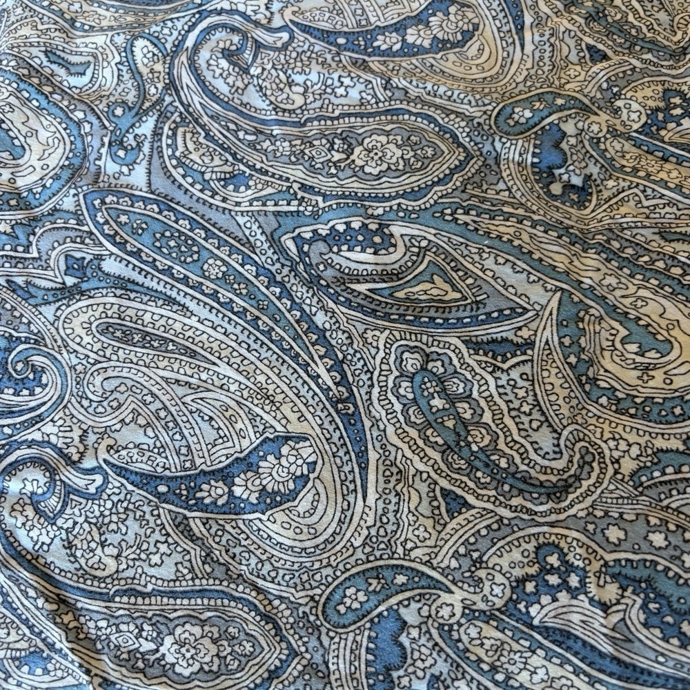 Lauren Ralph Lauren Blue‎ White Paisley Full Flat Sheet Cotton French Country